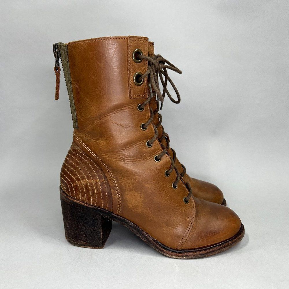 ZiGi Girl Women's Size 7 Brown Leather Lace Up Heeled Boots